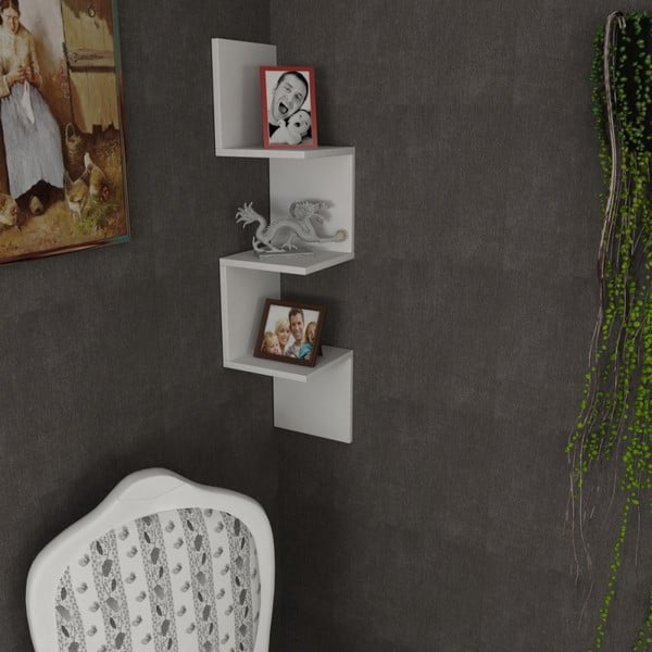 Бяла стенна етажерка с рафтове Corner - Furny Home-image-1