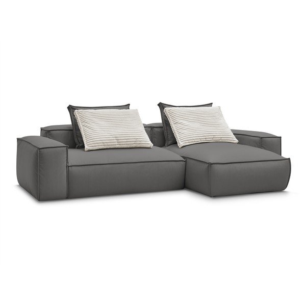 Сив ъглов диван от изкуствена кожа (променлив) Boheme – Bobochic Paris-image-3