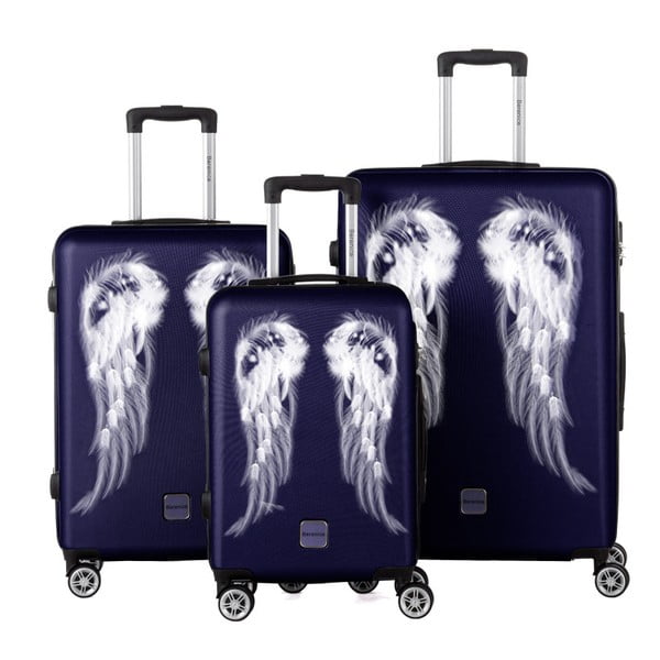 Комплект от 3 тъмносини куфара Wings - Berenice