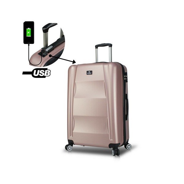 Розов пътнически куфар на колелца с USB порт My Valice COLORS LASSO Pilot Куфар - Myvalice-image-3
