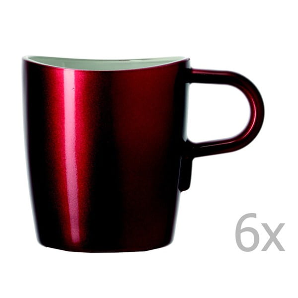 Sada 6 červených metalických hrnků na kávu LEONARDO Loop, 260 ml