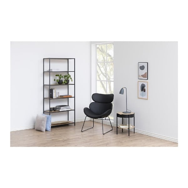 Черен/естествен стелаж от декор от дъб  77x185 cm Seaford – Actona-image-3