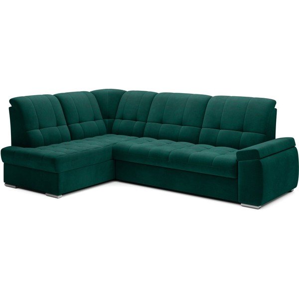 Зелен кадифен разтегателен ъглов диван с място за съхранение (ляв ъгъл L форма) Sado – ELTAP-image-2
