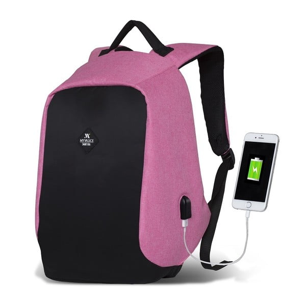 Черно-розова раница с USB порт My Valice SECRET Smart Bag - Myvalice