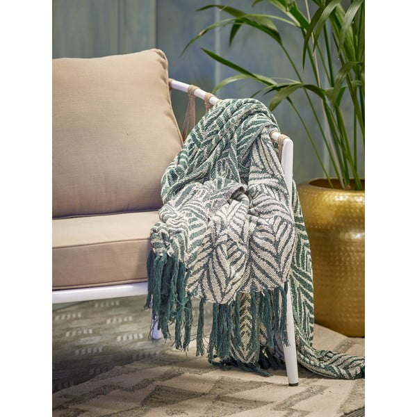 Зелено/бежово одеяло от рециклиран памук 130x160 cm Ugento – Bloomingville-image-3