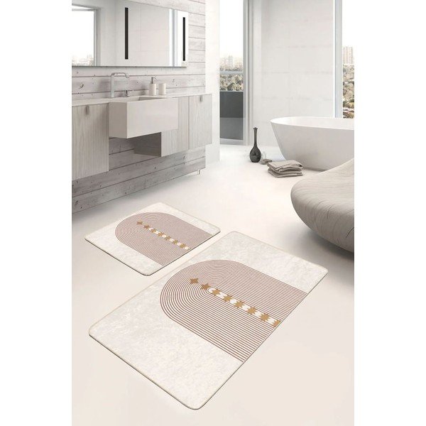Бежови кадифени килими за баня в комплект от 2 бр. 60x100 cm – Mila Home-image-4