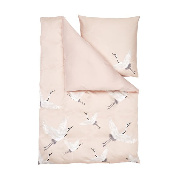 Розово памучно спално бельо от сатен за единично легло , 155 x 220 cm - Westwing Collection