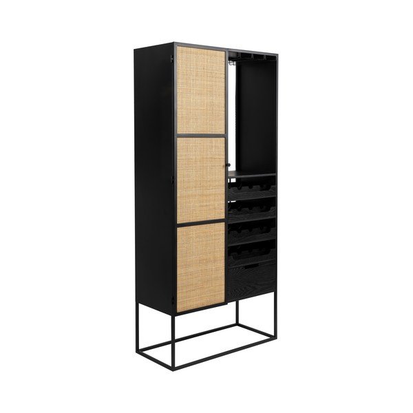 Черна ратанова стойка за вино за 16 бутилки, 80x175 cm Guuji - White Label-image-2