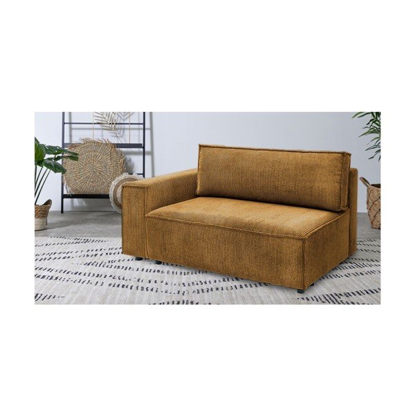 Модул за диван от велур в цвят горчица, ляв ъгъл Nihad modular - Bobochic Paris-image-1