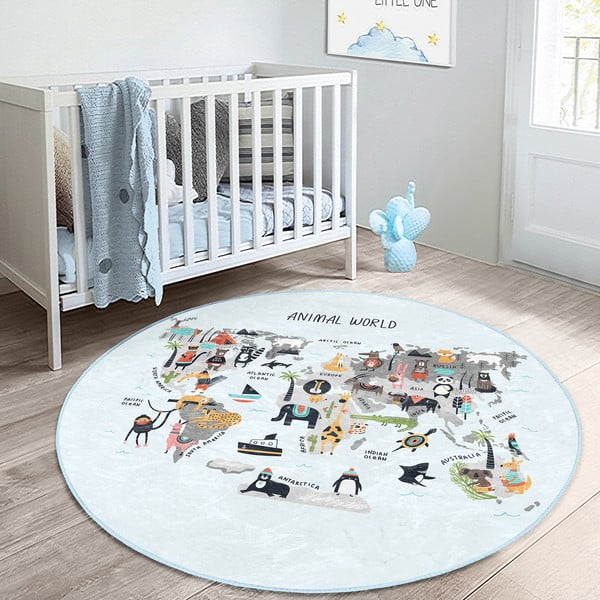 Светлосин детски килим ø 100 cm Comfort - Mila Home-image-1