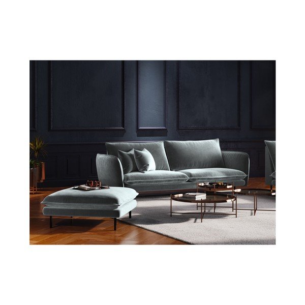 Светлосиво кадифено отоманче , 100 x 80 cm Vienna - Cosmopolitan Design-image-3