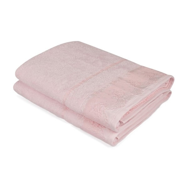 Комплект от две розови барокови кърпи за баня, 150 x 90 cm - Soft Kiss