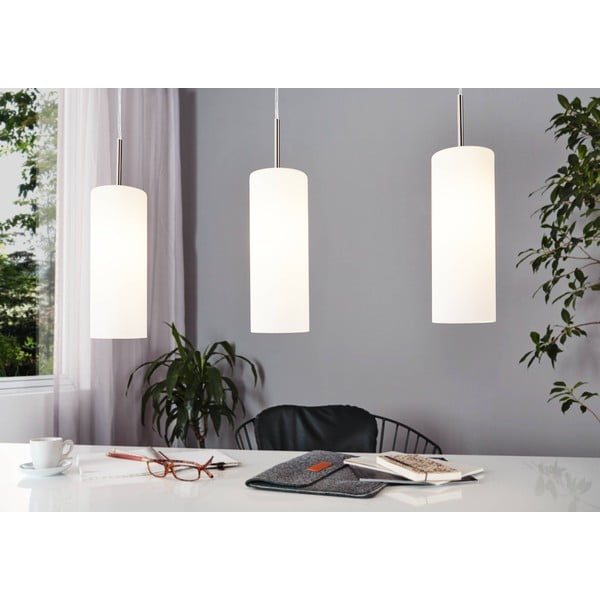 Бяло и сребристо висящо осветително тяло със стъклен абажур TROY 3 – EGLO-image-1