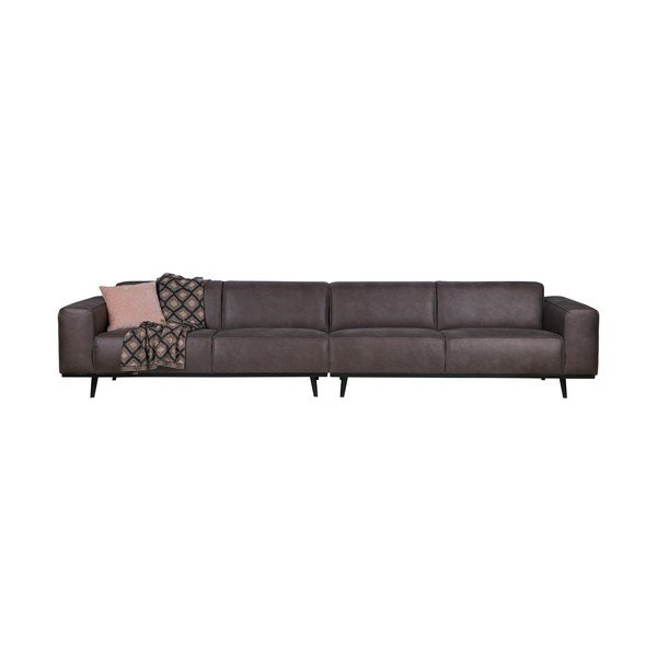 Сив диван от изкуствена кожа, 372 cm - BePureHome-image-2