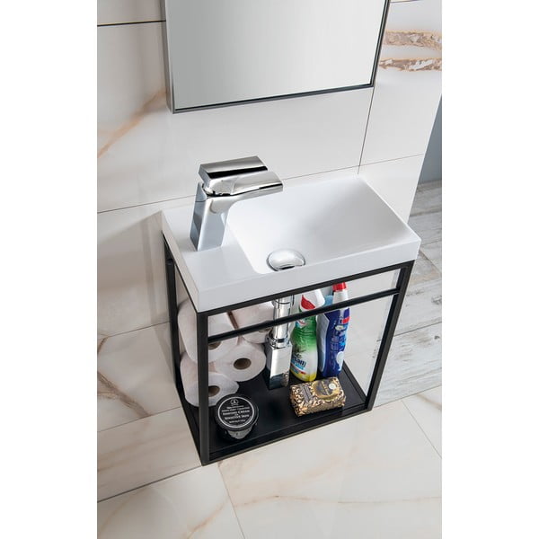 Черна метална стенна стойка без мивка 39,5x45 cm Crest – Sapho-image-2