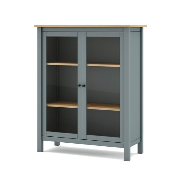 Витрина сиво-зелена от масивен бор 90x110x40 cm Misti – Marckeric-image-4