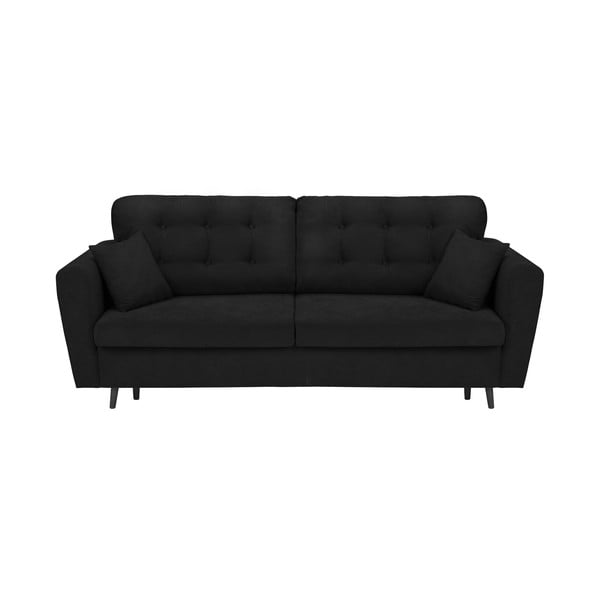 Черен триместен разтегателен диван с място за съхранение Lyon - Cosmopolitan Design