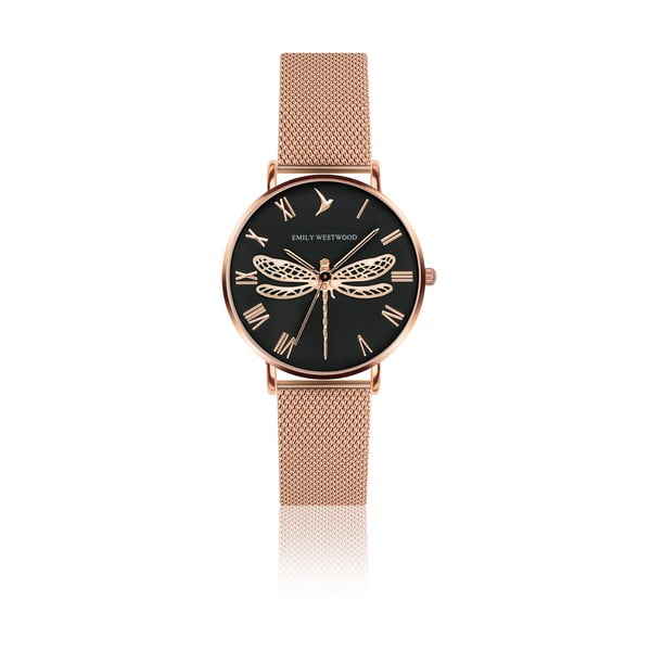 Дамски часовник с каишка от неръждаема стомана в розово злато Fly - Emily Westwood