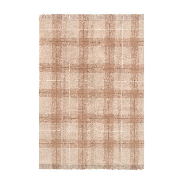 Ръчно изработен светлорозов памучен килим подходящ за пране 90x120 cm Tartan Rose – Lorena Canals