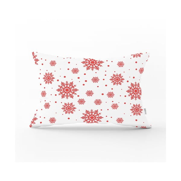 Коледна калъфка за възглавница Червени снежинки, 35 x 55 cm - Minimalist Cushion Covers