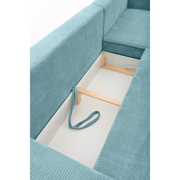 Тюркоазен велур Променлив диван ъглов разтегателен диван Bowie - Bonami Selection-image-1