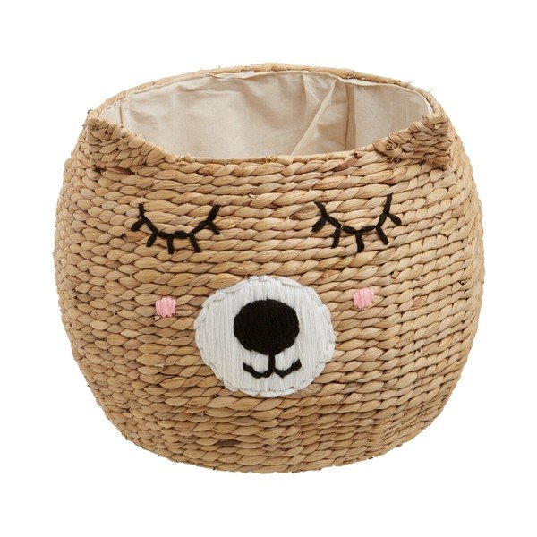 Детска кошница за играчки от воден зюмбюл в естествен цвят ø 49x40 cm Lidi Cat Face – Premier Housewares