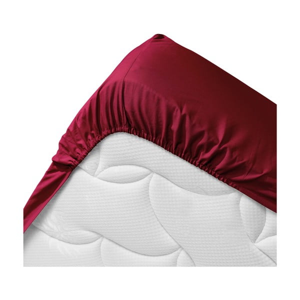 Червен  еластичен чаршаф от органичен памук 90x190 cm Biolina – douceur d'intérieur-image-3