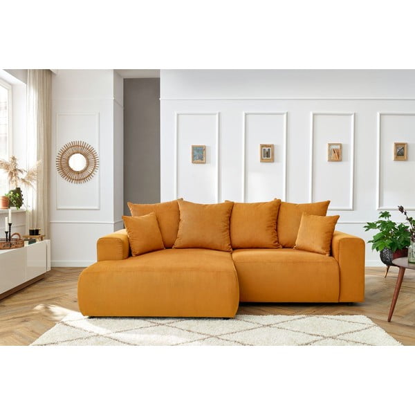 Кадифен ъглов диван в цвят жълта охра Enjoy – Bobochic Paris-image-1