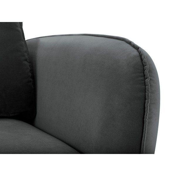 Тъмно сиво кадифено кресло с черни крака Lento - Kooko Home-image-3
