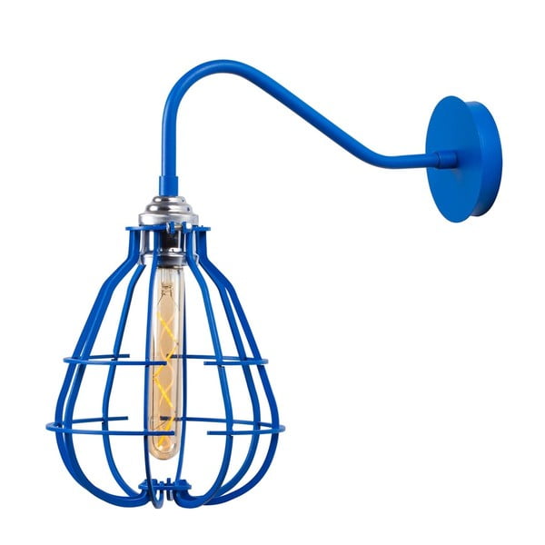 Modrá nástěnná lampa Lantern Cage
