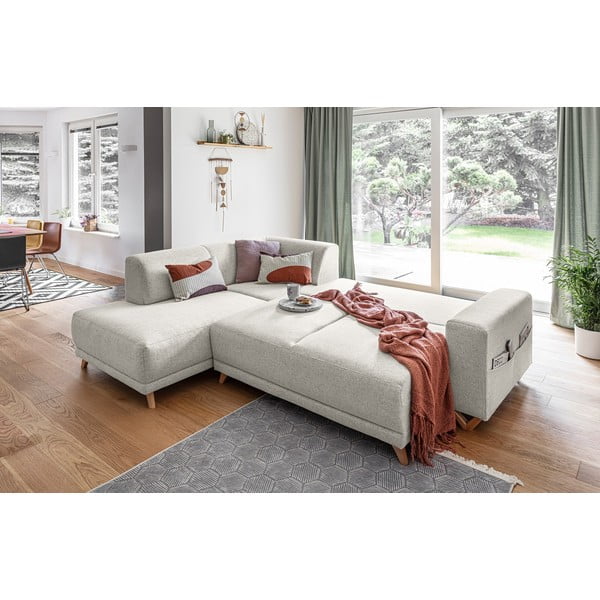 Бежов разтегателен/с място за съхранение ъглов диван (ляв ъгъл/L форма) Classy Sophie – Miuform-image-4