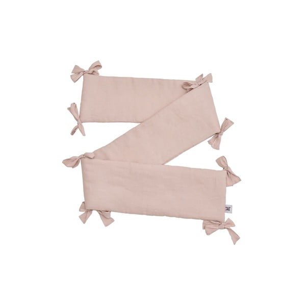 Розов бебешки ленен протектор за матрак в детско легло Dusty Pink, 23,5 x 198 cm - BELLAMY