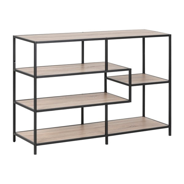 Черна етажерка за книги от дъб сонома 114x78 cm Seaford - Actona-image-2