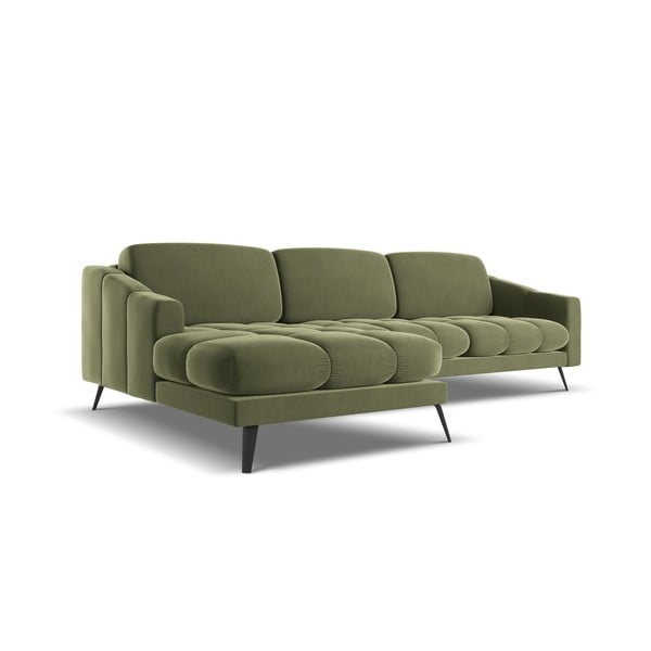 Зелен кадифен ъглов диван (ляв ъгъл) Nalu – Makamii-image-4