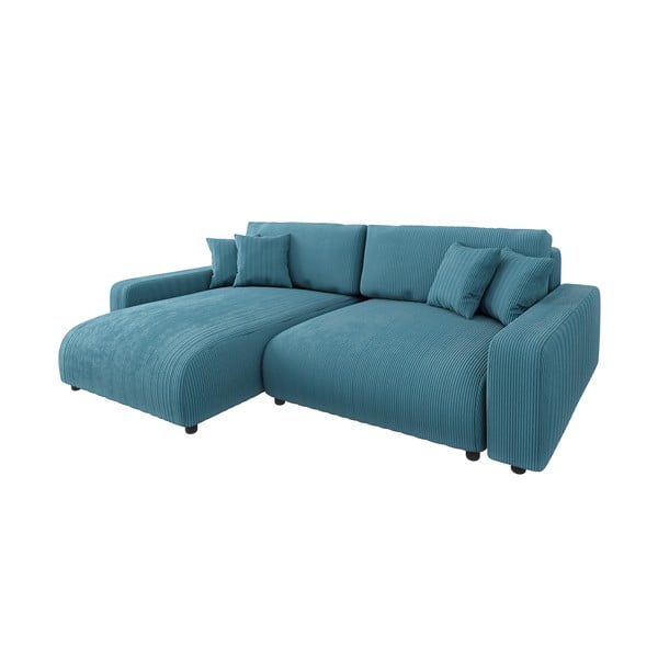 Тюркоаз сгъваем ъглов диван от рипсено кадифе Sara – Ropez-image-2