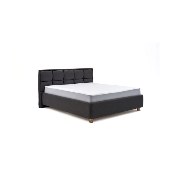 Тъмно сиво двойно легло с решетка и място за съхранение Karme, 180 x 200 cm - ProSpánek
