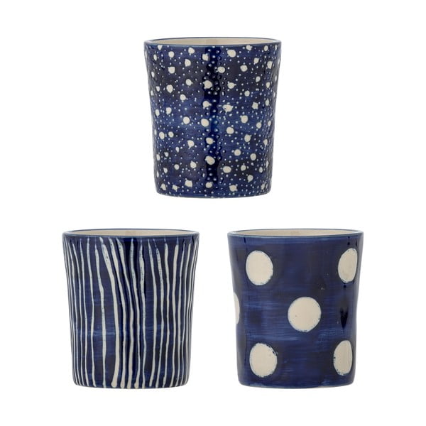 Тъмносини глинени чаши в комплект от 3 бр. за еспресо 190 ml Minoa – Bloomingville