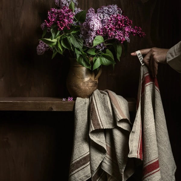 Ленена кърпа за съдове 40x65 cm Beige Stripe Vintage – Linen Tales-image-1