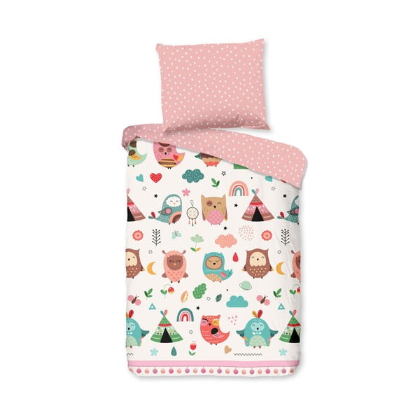 Розово памучно детско спално бельо за детско креватче 100x135 cm Wise – Good Morning
