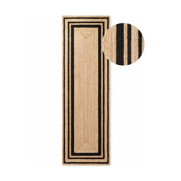 Черна/в естествен цвят двустранна/ръчно изработена ютена пътека 70x200 cm Jutta – Hanse Home