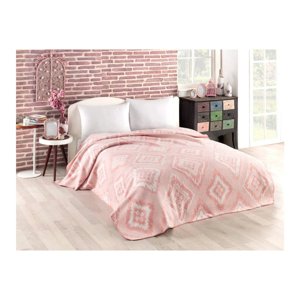 Розово одеяло със смес от памук Symbol, 150 x 200 cm - Kate Louise
