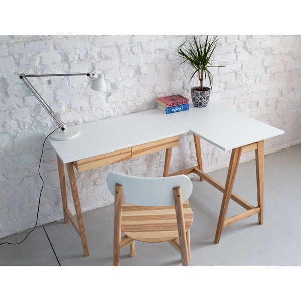 Работна маса с бял плот 85x135 cm Luka - Ragaba-image-1