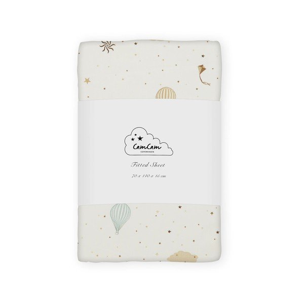 Еластичен детски чаршаф от органичен памук в цвят слонова кост 70x140 cm Dreamland – Cam Cam Copenhagen