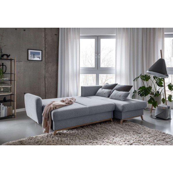 Светлосив ъглов разтегателен диван, десен ъгъл Scandic Lagom - Miuform-image-4