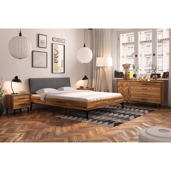 Дъбово двойно легло с тапицирана табла 160x200 cm Abises 1 - The Beds-image-4