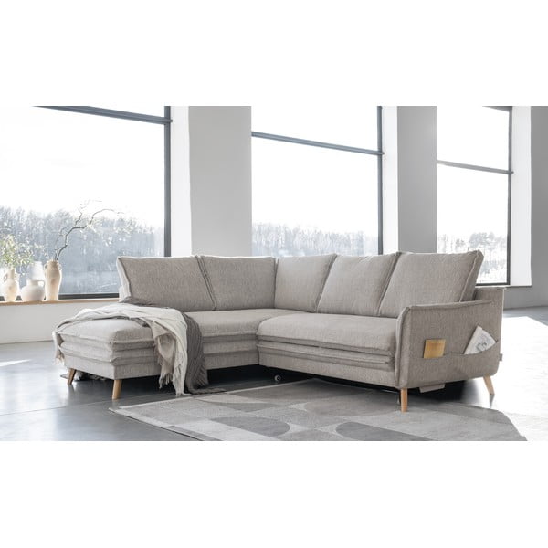 Бежов разтегателен ъглов диван (ляв ъгъл) Charming Charlie – Miuform-image-3