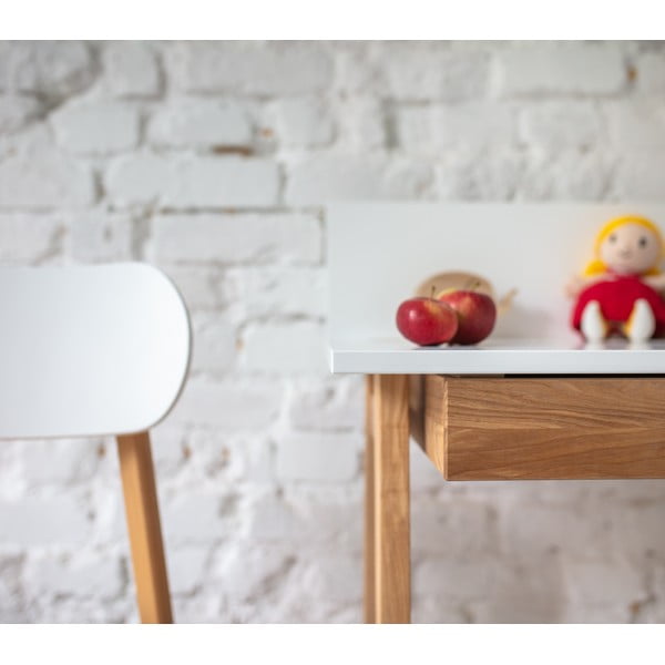 Бяло бюро с основа от ясенова дървесина, дължина 65 cm Luka - Ragaba-image-3