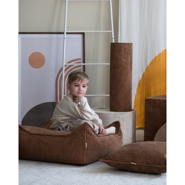 Кафяв детски пуф от рипсено кадифе Square – Wigiwama-image-1
