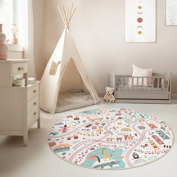 Детско килимче за игра подходящо за пране ø120 cm Furry World – Mila Home-image-2