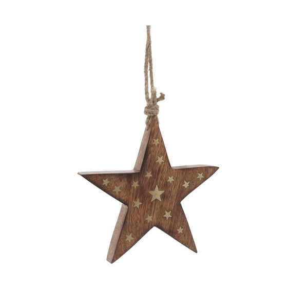 Коледна дървена висяща украса във формата на звезда Stefano - InArt